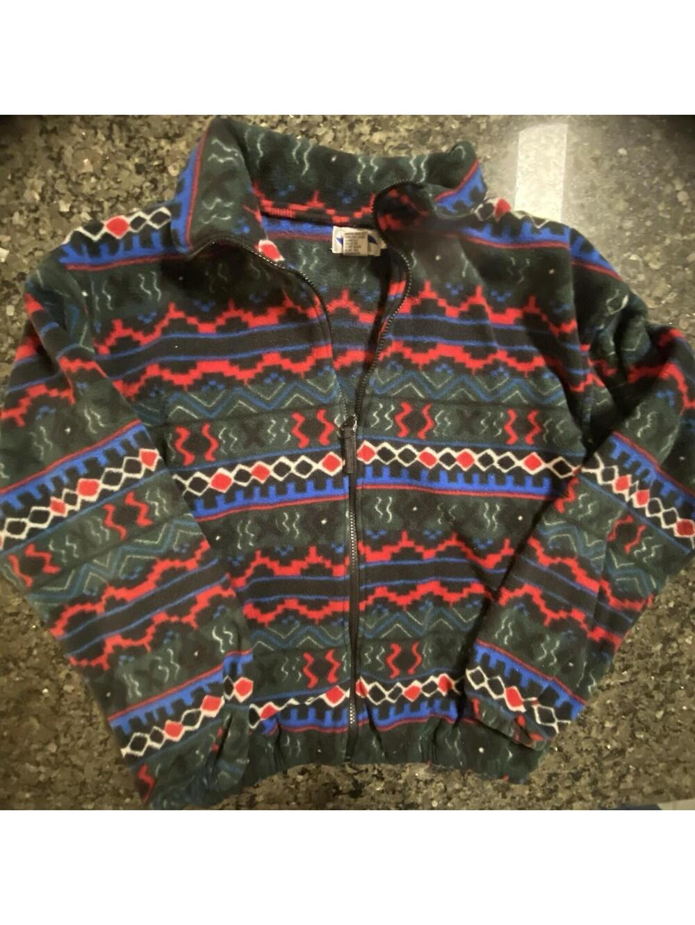 Ski Tek Vtg Geometric Pattern Jacket Mens S Multicolor Full Zip Pockets Outdoor